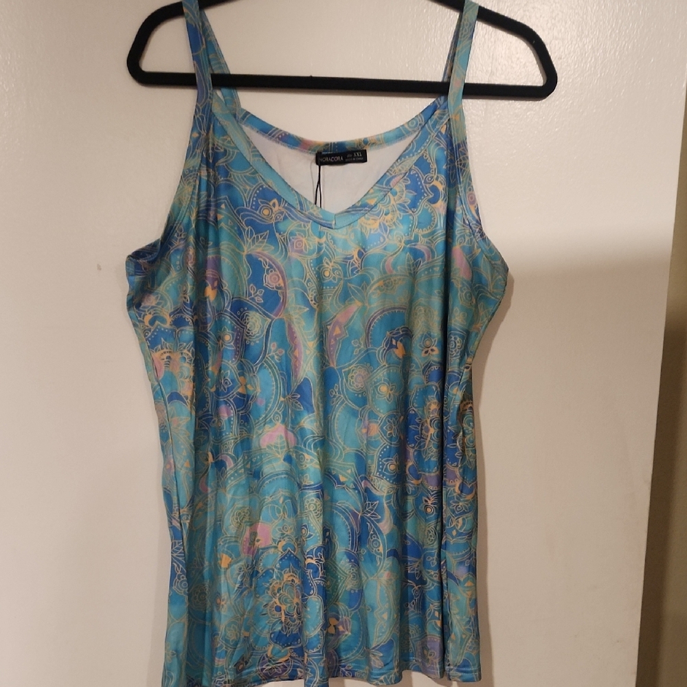 Noracora Turquoise and Green Silky Camisole Xxl